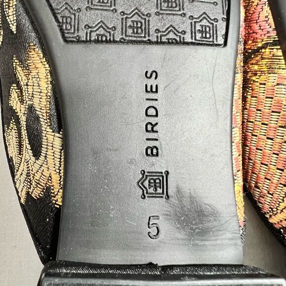 Birdies Black Quilted Floral Print Mules Size 5 - Picture 3 of 10